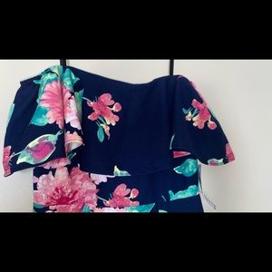 Off The Shoulder Blue Floral Dress